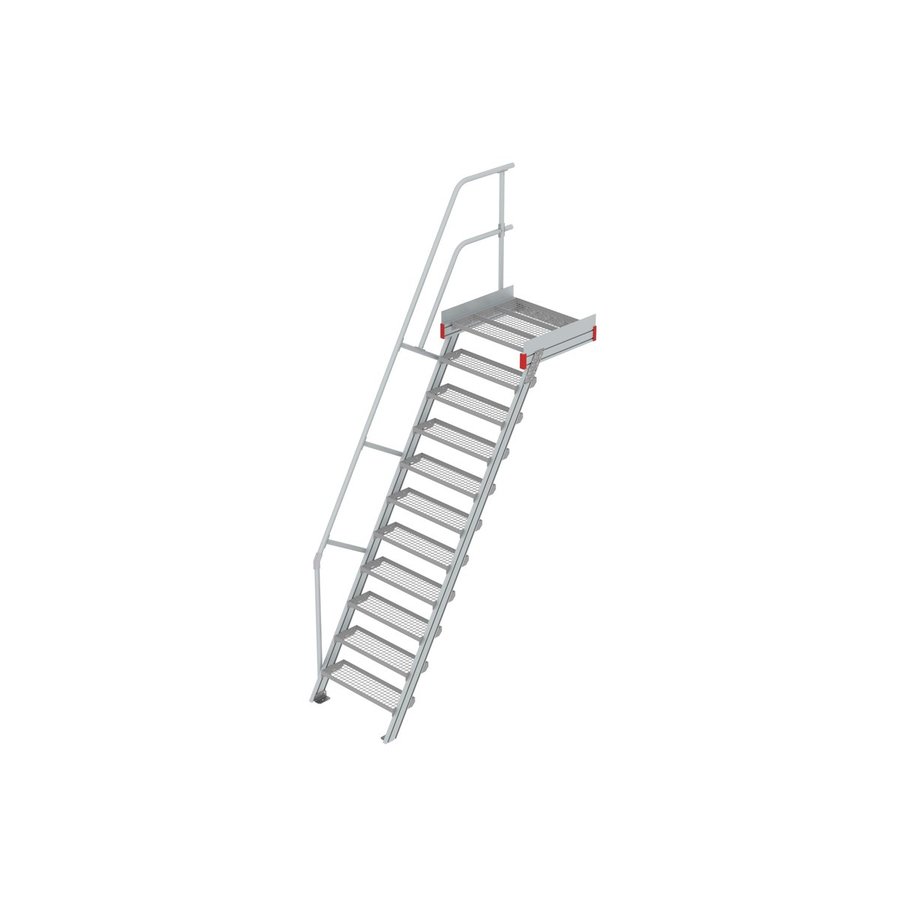 Euroline Podesttreppe 60 Grad, 800 mm Stufenbreite 1 Treppen-/Podestgeländer, Stufenausführung Stahl - Gitterrost  11 Stufen
