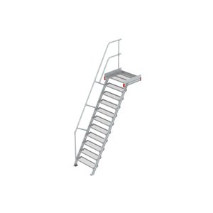 Euroline Podesttreppe 60 Grad, 800 mm Stufenbreite 1 Treppen-/Podestgeländer, Stufenausführung Stahl - Gitterrost 