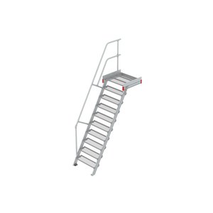 Euroline Podesttreppe 60 Grad, 800 mm Stufenbreite 1 Treppen-/Podestgeländer, Stufenausführung Stahl - Gitterrost 