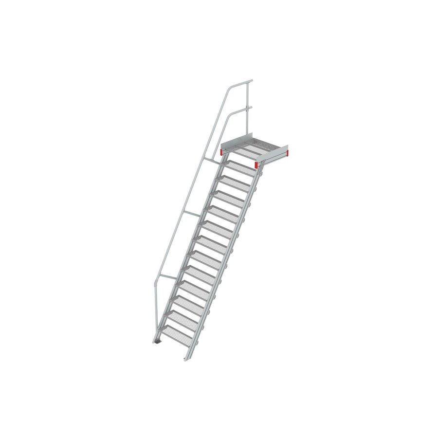 Euroline Podesttreppe 60 Grad, 800 mm Stufenbreite 1 Treppen-/Podestgeländer, Stufenausführung Stahl - Gitterrost  13 Stufen