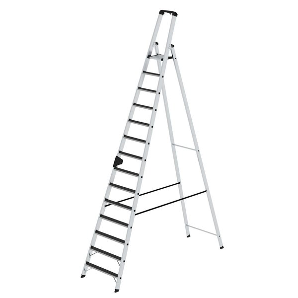 Günzburger Steigtechnik Stufen-Stehleiter einseitig begehbar mit clip-step R13 14 Stufen