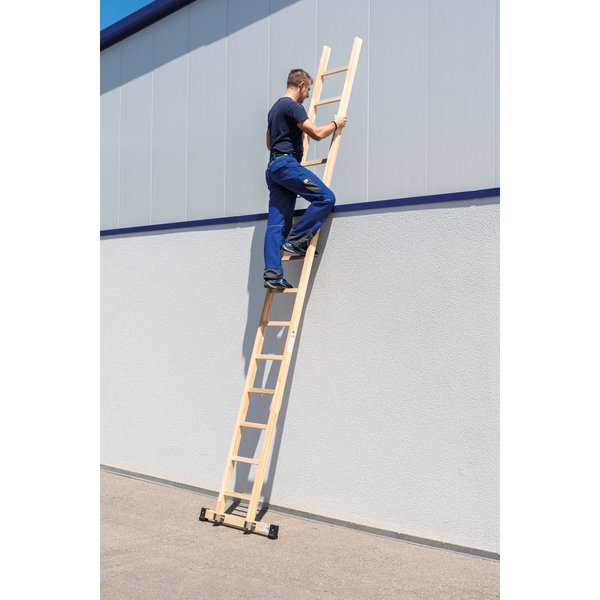 Günzburger Steigtechnik Sprossen-Anlegeleiter Holz mit Traverse 14 Sprossen