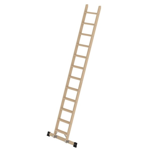 Günzburger Steigtechnik Stufen-Anlegeleiter Holz mit Traverse 12 Stufen