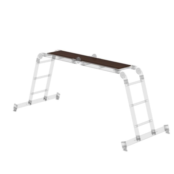 Günzburger Steigtechnik Vielzweckleiter 4-teilig mit nivello®-Traverse und Holzbelag 2x2 + 2x3 Sprossen