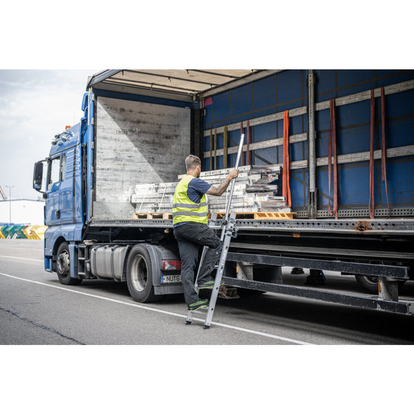 Günzburger Steigtechnik Stufen-Anlegeleiter LKW 5 Stufen, inkl. Magnet-Montagesatz inkl. Ausstiegsholm links