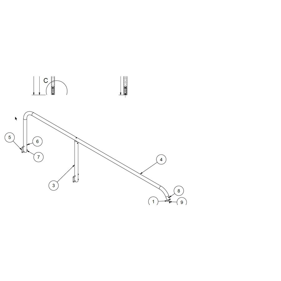 ZARGES Handlauf für fahrbare Podeste Stufen 5 - 6