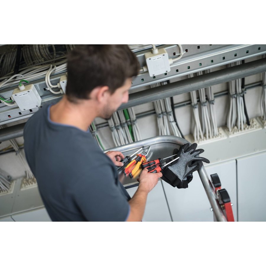 Günzburger Steigtechnik Plattformleiter GFK/Alu klappbar und fahrbar mit Aluminium-Handlauf 5 Stufen