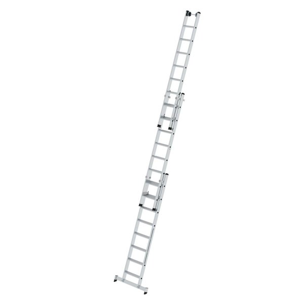 Günzburger Steigtechnik Stufen-Mehrzweckleiter 3-teilig mit nivello®-Traverse 3x8 Stufen