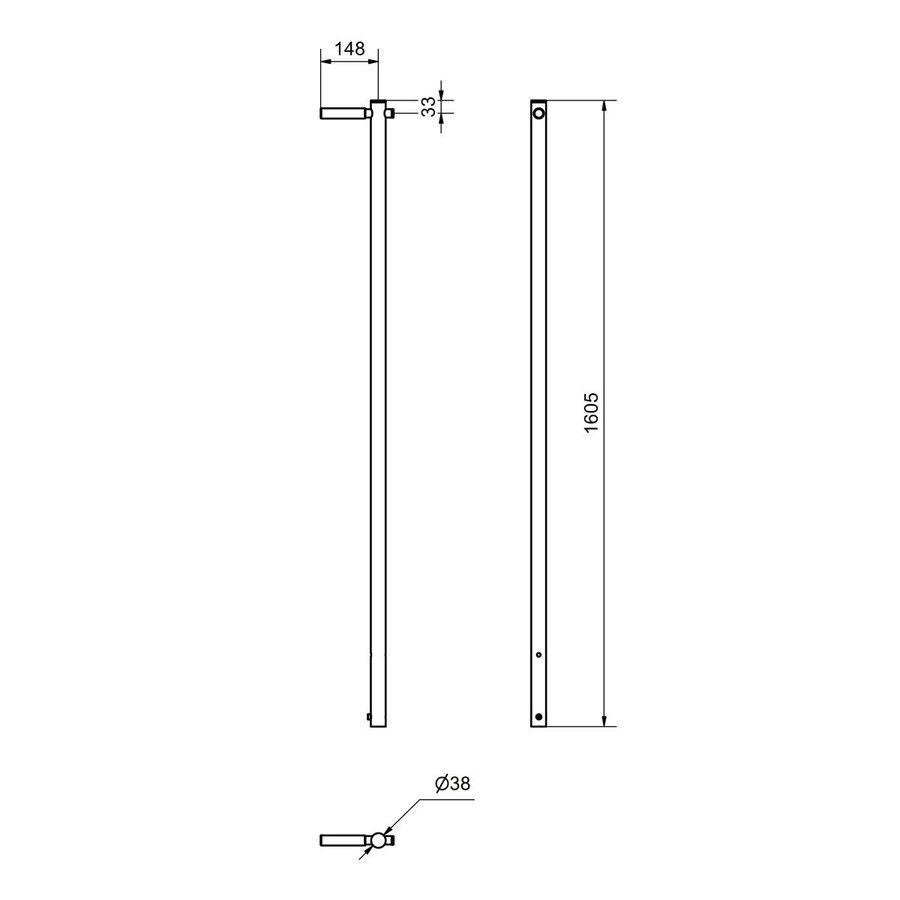 Hailo Professional Haltestange Ø38mm für runde Führungshülse Edelstahl 1.4301