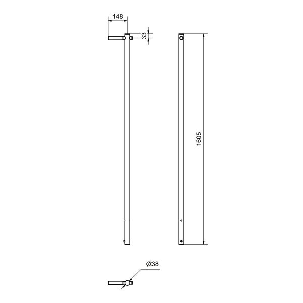 Hailo Professional Haltestange Ø38mm für runde Führungshülse Edelstahl 1.4571