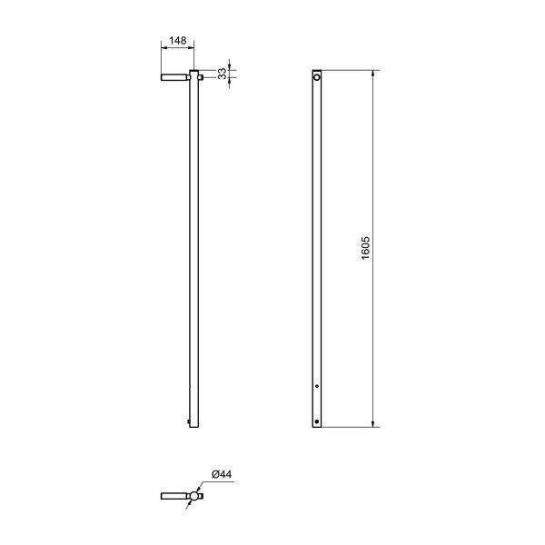 Hailo Professional Halterohr Ø44 für für quadratische Führungshülse Edelstahl 1.4571