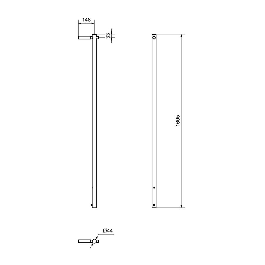 Hailo Professional Halterohr Ø44 für für quadratische Führungshülse Edelstahl 1.4571