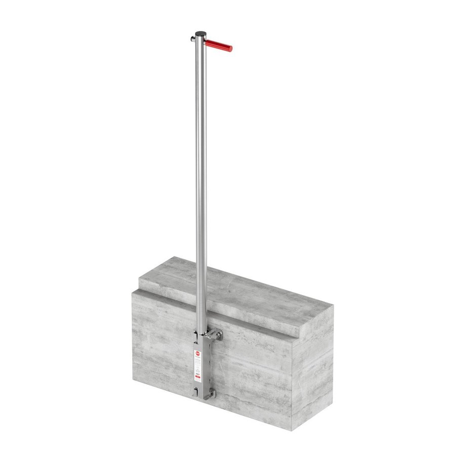 Hailo Professional Komplette Einstiegshilfe, Haltrohr mit quadratischer Führungshülse 50x50 mm Edelstahl 1.4301