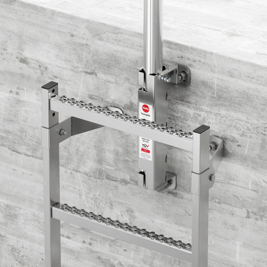 Hailo Professional Komplette Einstiegshilfe, Haltrohr mit quadratischer Führungshülse 50x50 mm Edelstahl 1.4301