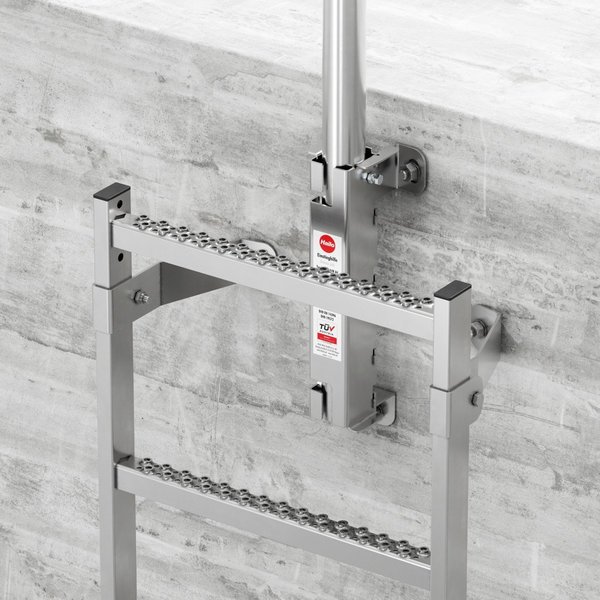 Hailo Professional Komplette Einstiegshilfe, Haltrohr mit quadratischer Führungshülse 50x50 mm Edelstahl 1.4571