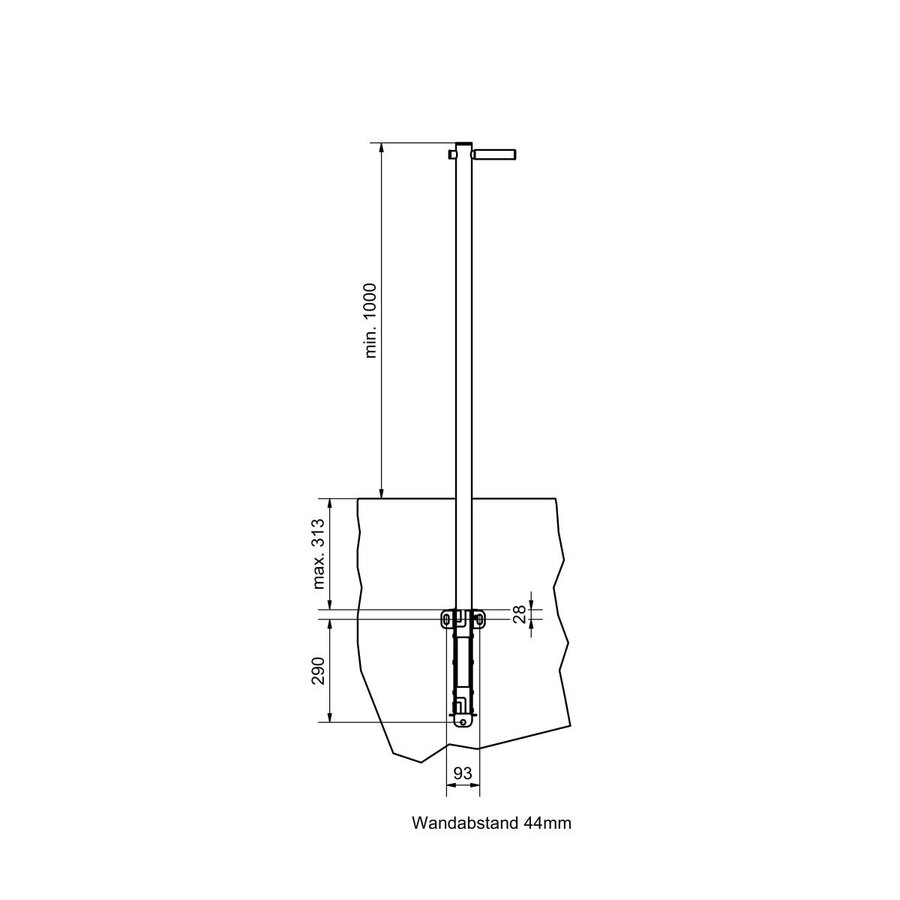 Hailo Professional Komplette Einstiegshilfe, Haltrohr mit quadratischer Führungshülse 50x50 mm Edelstahl 1.4571
