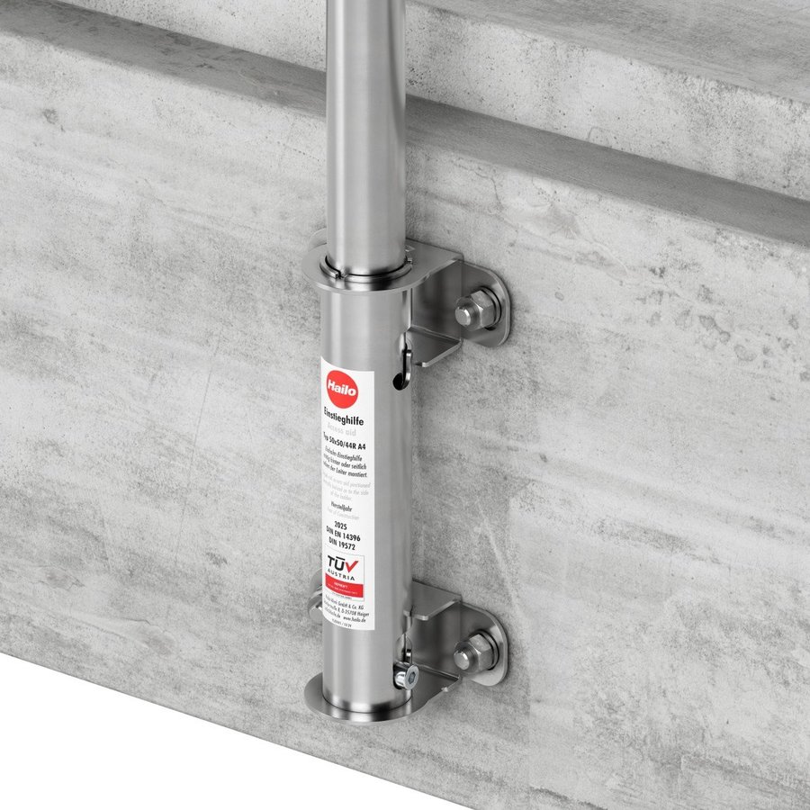 Hailo Professional Einstieghilfe zur Wandmontage mit Hülse rund Ø44 mm Edelstahl 1.4301