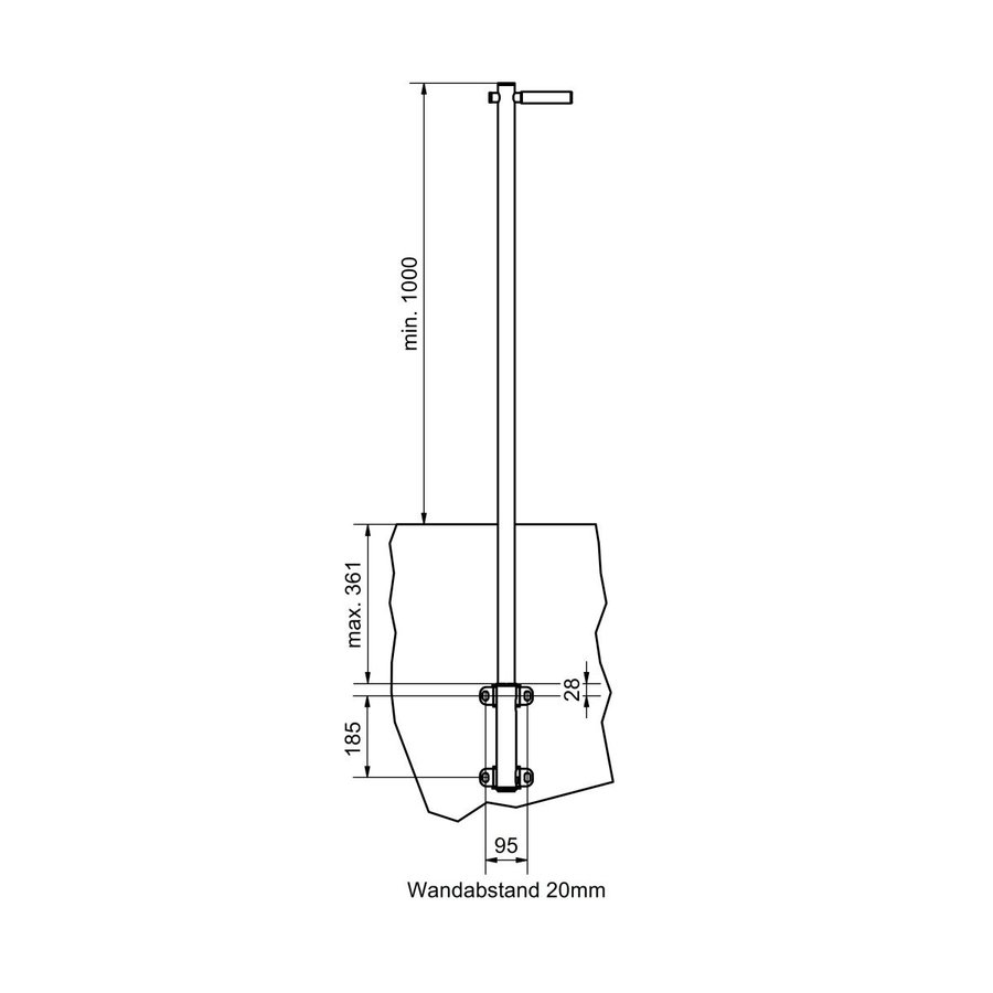 Hailo Professional Einstieghilfe zur Wandmontage mit Hülse rund Ø44 mm Edelstahl 1.4301