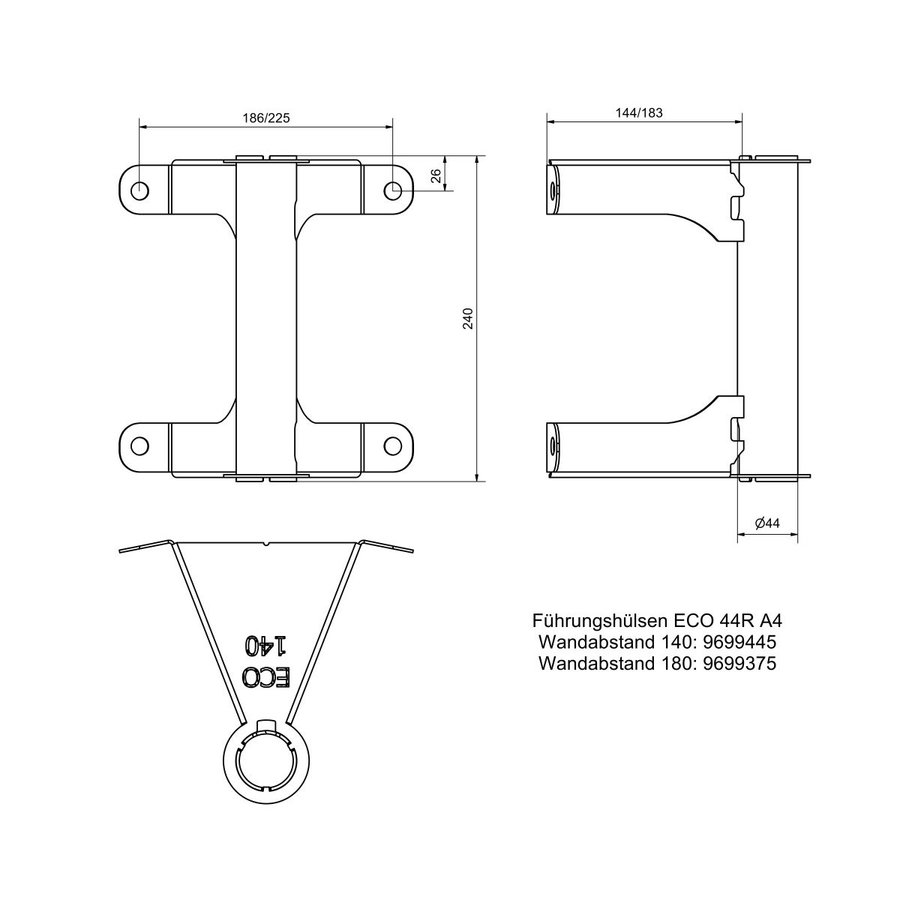 Hailo Professional Führungshülse rund Typ ECO A4 Wandabstand 140 mm