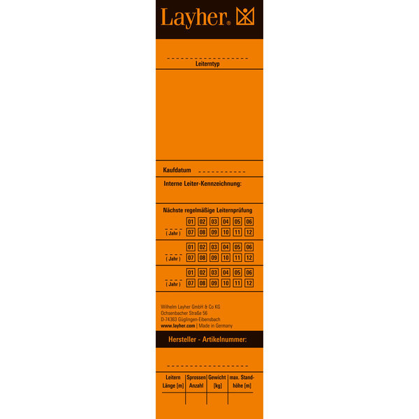 Layher Universal-Prüfetikett für Leitern