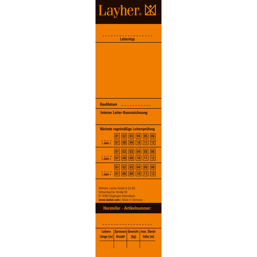 Layher Universal-Prüfetikett für Leitern