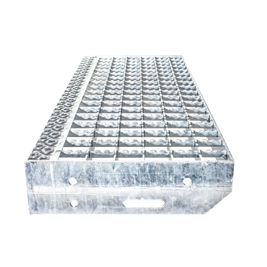 Euroline Überstieg 60 Grad, 800 mm Stufenbreite, 1 Treppen-/Podestgeländer, Stufenausführung Alu – gerieft 8 Stufen