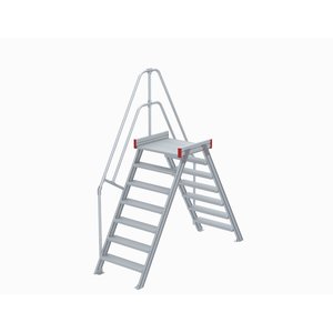 Euroline Überstieg 60 Grad, 800 mm Stufenbreite, 1 Treppen-/Podestgeländer, Stufenausführung Alu – gerieft