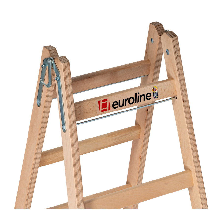 Euroline Holz-Sprossenstehleiter Nr. 10502 2x12 mit Eimerhaken