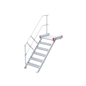 Euroline Podesttreppe 45 Grad, 600 mm Stufenbreite 1 Treppen-/Podestgeländer, Stufenausführung Alu – gerieft
