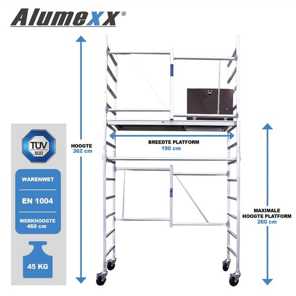 Alumexx ALX FS 95 Faltgerüst/Zimmergerüst Typ B, Arbeitshöhe bis 4,8 m