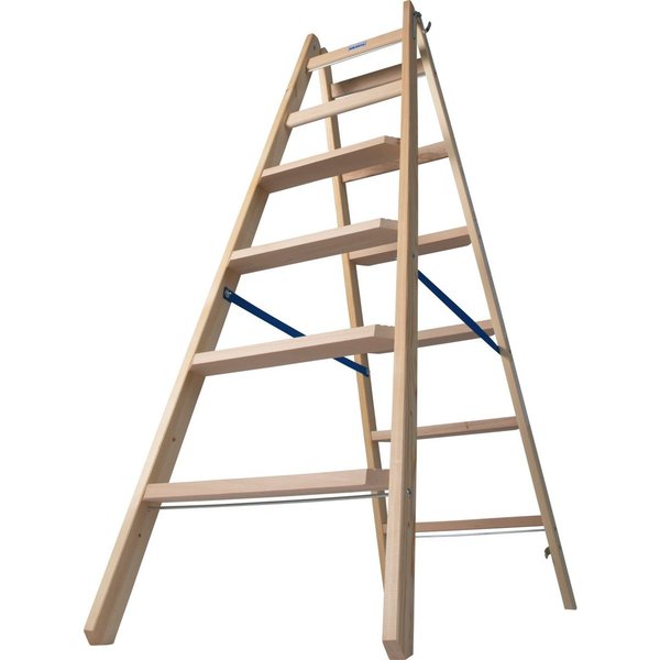 Krause STABILO Holz Stufen/Sprossen DoppelLeiter 2x6
