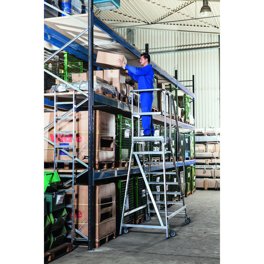 Krause STABILO PodestLeiter fahrbar, einseitig begehbar 8 Stufen