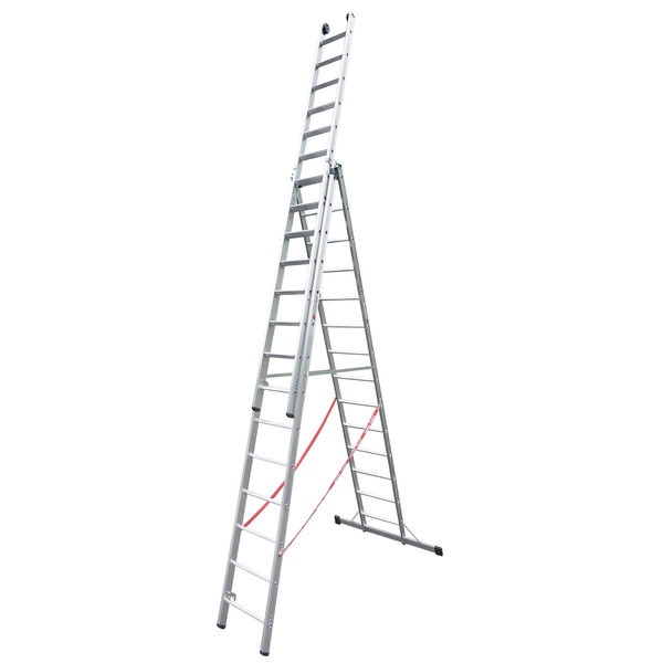 Euroline Alu-Stufen-Mehrzweckleiter 3-teilig 3x14 mit Stufen-Aufsteckteil Vielzweckleiter
