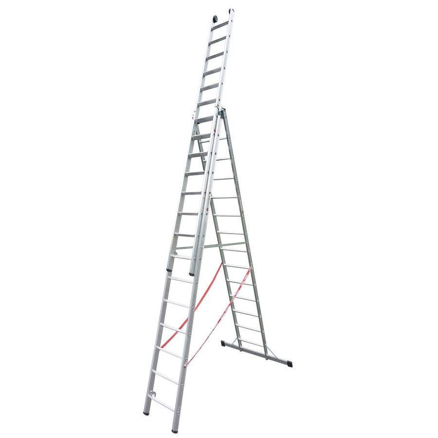 Euroline Alu-Stufen-Mehrzweckleiter 3-teilig 3x14 mit Stufen-Aufsteckteil Vielzweckleiter