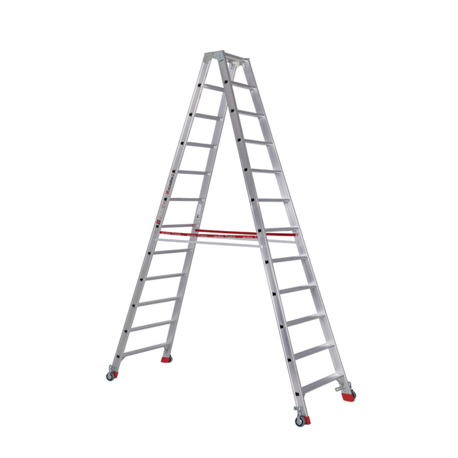 Euroline Alu-Stufenstehleiter mit vier Federrollen und zwei Feststellern Nr. 30573 2x12