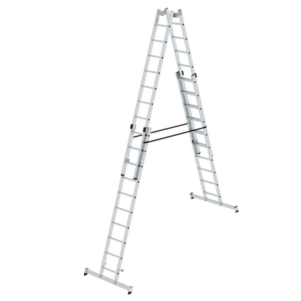 Günzburger Steigtechnik Sprossen-Stehleiter 4-teilig mit nivello®-Traverse 4x10 Sprossen