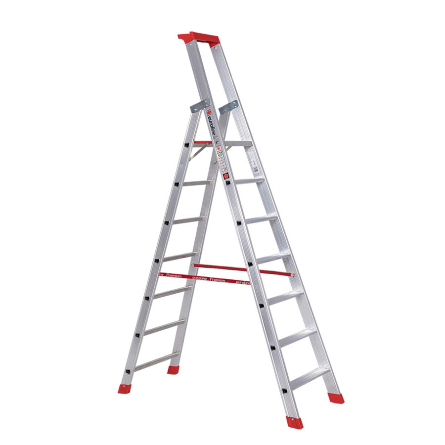 Euroline Alu-Stufenstehleiter mit Sicherheitsbrücke Nr. 32577 1x7