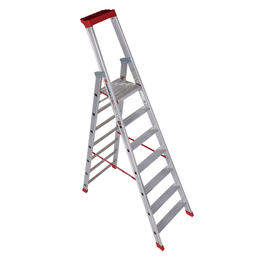 Euroline Alu-Stufenstehleiter mit Sicherheitsbrücke Nr. 32577 1x7