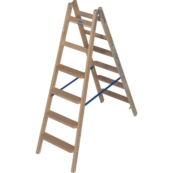 Krause STABILO Holz Stufen/Sprossen DoppelLeiter 2x6