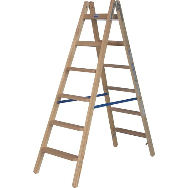 Krause STABILO Holz Stufen/Sprossen DoppelLeiter 2x6