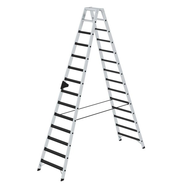 Günzburger Steigtechnik Stufen-Stehleiter beidseitig begehbar mit clip-step R13 2x14 Stufen