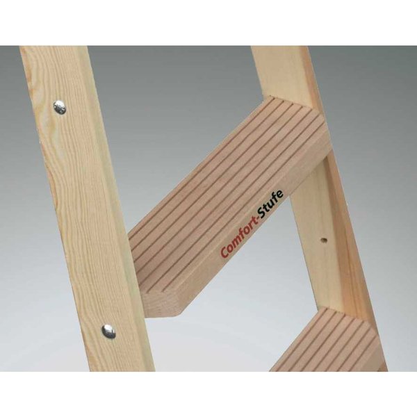 Euroline Holz Comfort-Stufenstehleiter Nr. 10577 2x4 mit Eimerhaken und  Werkzeugablagetasche