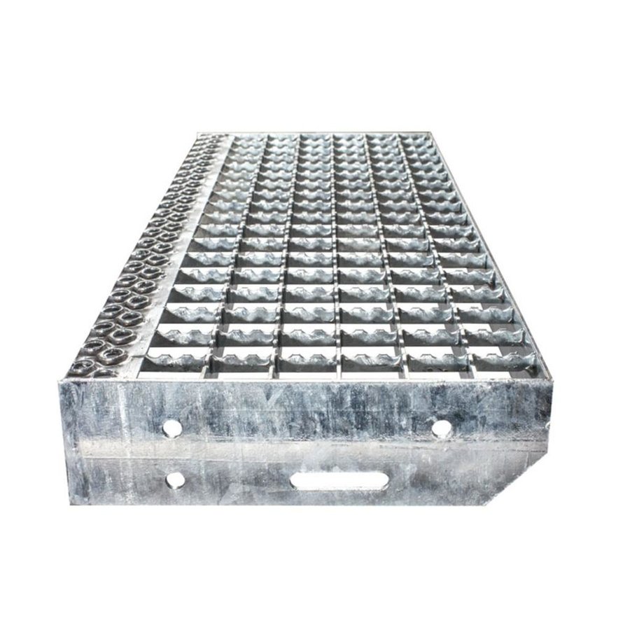 Euroline Überstieg 60 Grad, 1000 mm Stufenbreite, 1 Treppen-/Podestgeländer, Stufenausführung Stahl – Gitterrost  5 Stufen