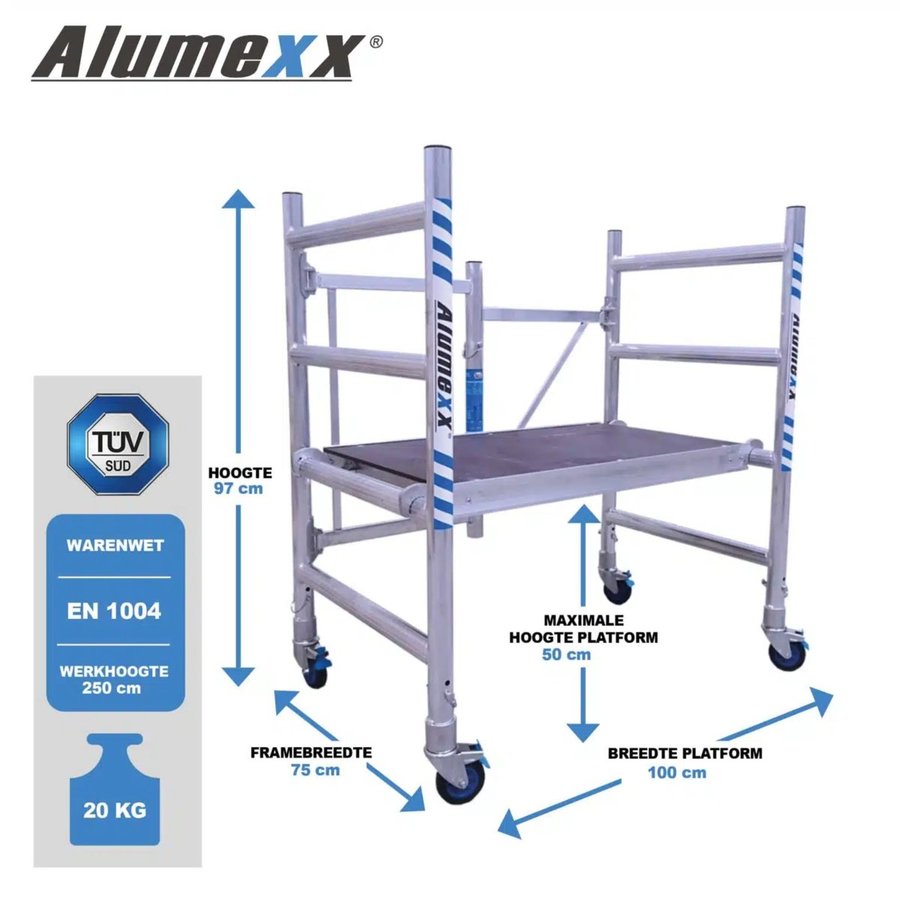 Alumexx ALX A-Up 1.0 Mini-Zimmergerüst Arbeitshöhe 2,50 m