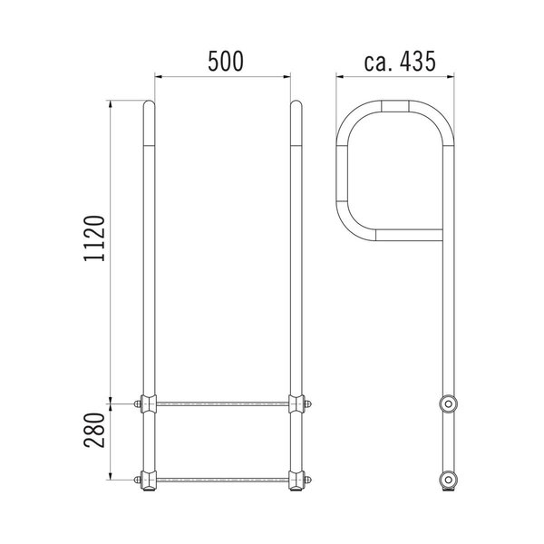 Hailo Professional Ausstiegsholmbügel für Holm 40x20 mm, Stahl verzinkt kurz, geschlossen