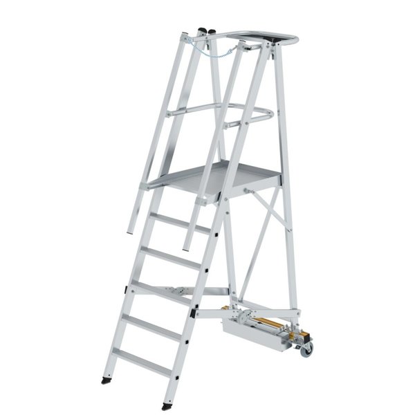Günzburger Steigtechnik Plattformleiter klappbar mit schmalem Fahrwerk 6 Stufen