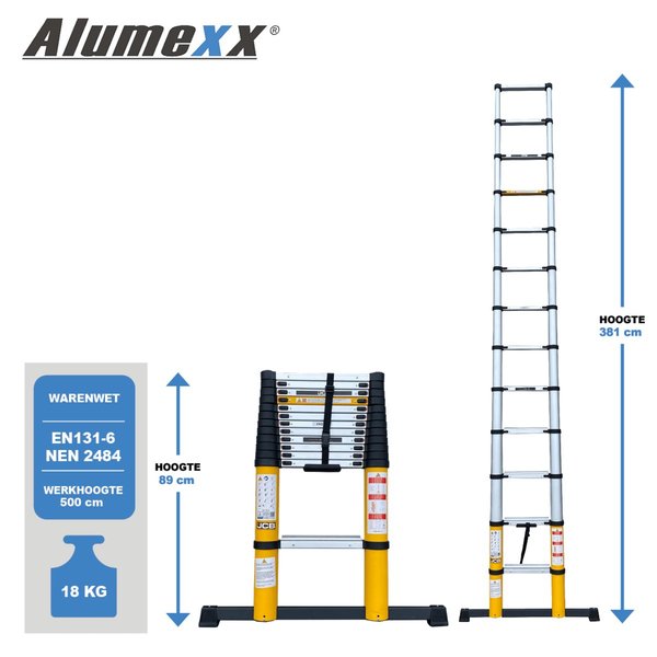 Alumexx ALX JCB TeleskopLeiter 3,8 m 13 Stufen