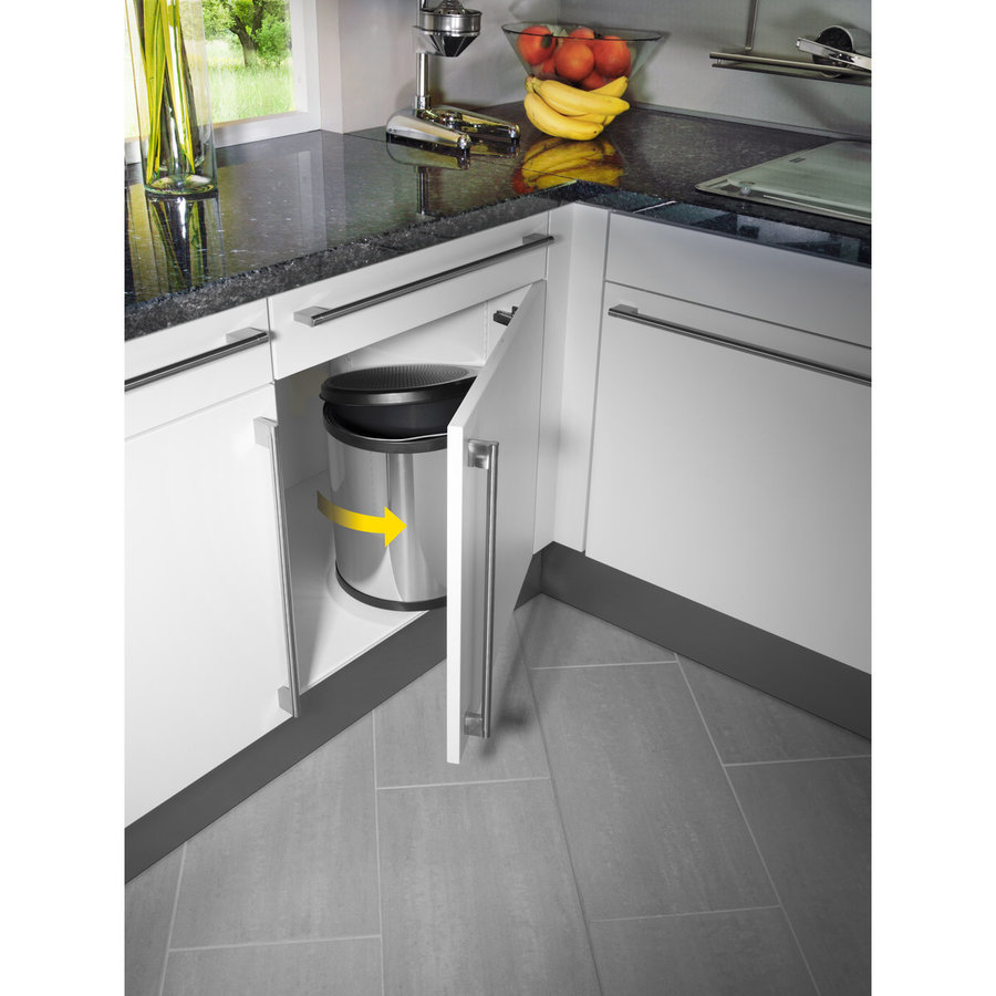 Hailo Compact-Box M - Einbaumülleimer Edelstahl Der kompakte Einbau-Mülleimer mit viel Volumen und dem einzigartigen Deckel-Lift-System.