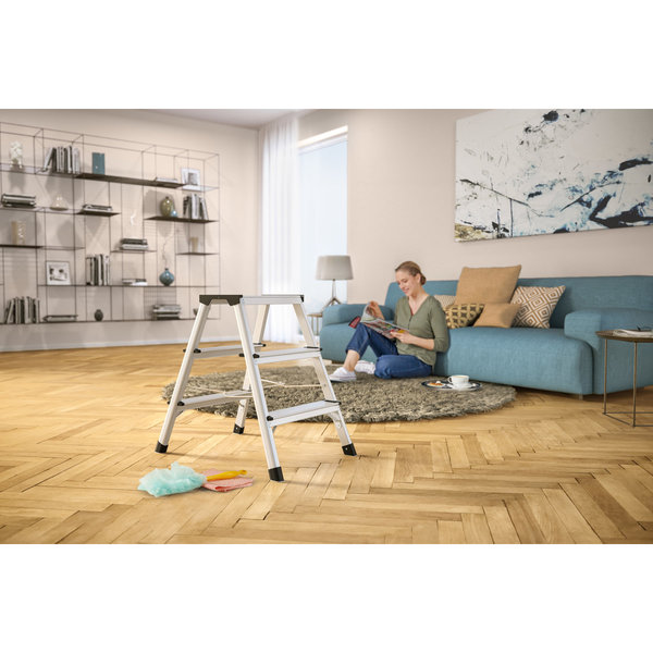 Hailo D60 StandardLine Alu-Doppelstufen-Klapptritt, 2x3 Stufen