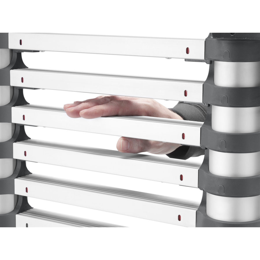 Hailo T80 FlexLine Aluminium Sicherheits-Teleskopleiter, 11 Sprossen